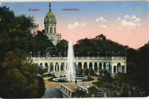 Postcard Breslau Wrocław Liebichshöhe 1915  gel. Feldpost Dresden Neustadt