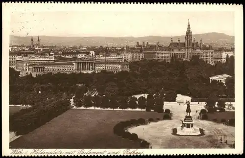 Ansichtskarte Wien Heldenplatz mit Parlament und Rathaus 1928