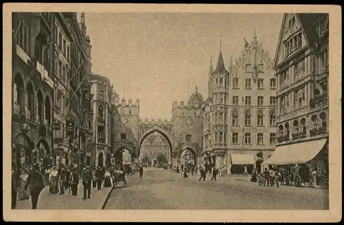 Ansichtskarte München Neuhauserstraße mit Karlstor 1927