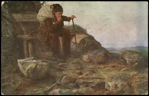 Künstlerkarte Künstler Maler RAŠEK pinx Ermüdeter Pliger 1913