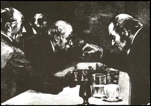 Ansichtskarte  Schach (Chess) Motivkarte Künstlerkarte 1985