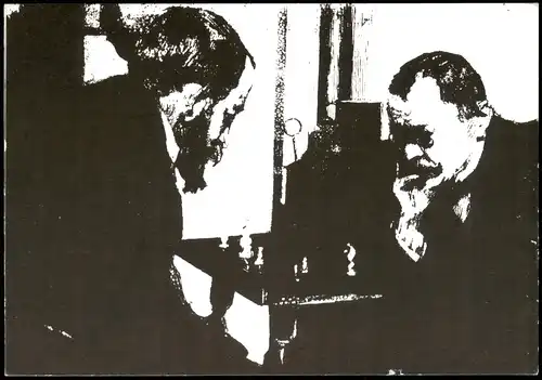 Ansichtskarte  Schach (Chess) Motivkarte Schachspieler beim Spiel 1984