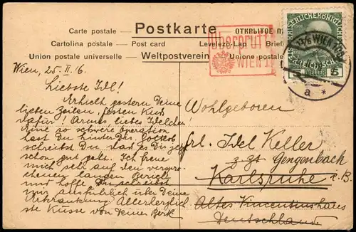 Ansichtskarte  Künstlerkarte Komponist Brahms 1916  gel. Stempel Überprüft Wien