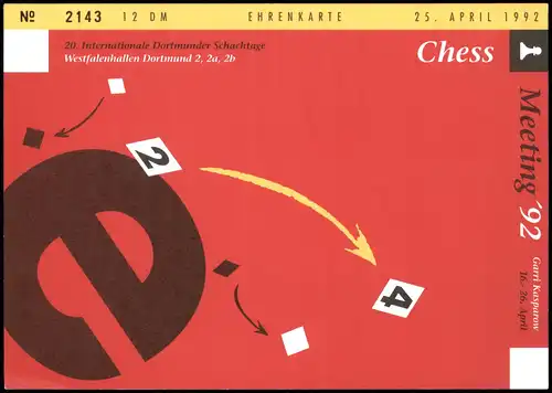 Schach (Chess) Motivkarte 20. Intern. Dortmunder Schachtage 1992