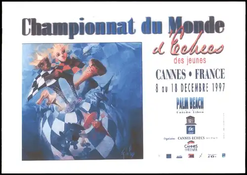 Schach (Chess) Motivkarte Championnat du Monde CANNES FRANCE 2007/1997