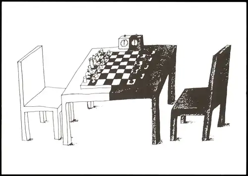 Schach (Chess) Motivkarte Schachbrett Schwarz-Weiß-Bemusterung 1990