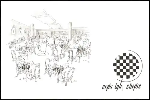Ansichtskarte  Schach (Chess) Motivkarte Schachturnier (Jugoslawien) 1990