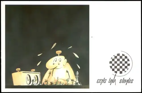 Ansichtskarte  Schach (Chess) Motivkarte Cartoon JOVAN PROKOPLJEVIĆ 1980