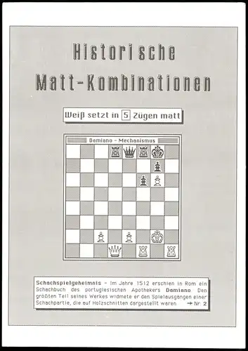 Schach (Chess) Historische Matt-Kombinantion Sammelkarte Nr. 2 1991