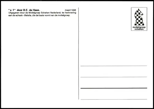 Schach Motivkarte Motiefgroep Schaken Mat in 2. "schaak - filatelie" 1996