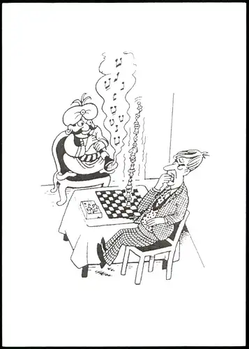 Ansichtskarte  Schach (Chess) Motivkarte mit lustiger Illustration 2005