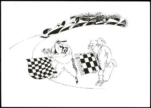 Schach (Chess) Motivkarte Illustration mit Schachbrett u. Zielflagge 2006