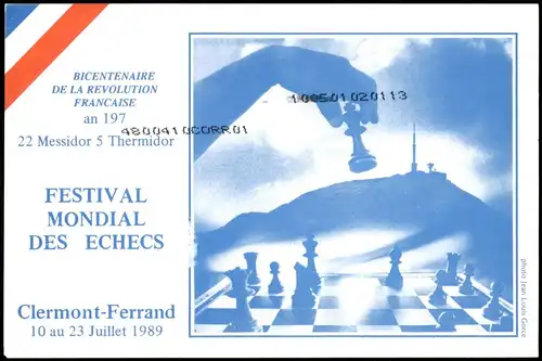 Schach Motiv-AK FESTIVAL MONDIAL DES ECHECS Clermont-Ferrand 2003/1989