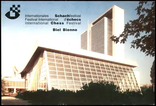 Schach Chess Motivkarte zum Int. Schachfestival in Biel Bienne Schweiz 1997