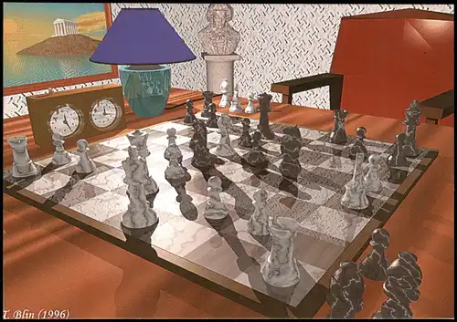 Schach Chess Motivkarte Thierry Blin Harmonie échiquéenne 1996