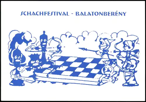 Schach Motivkarte OPEN CHESS TOURNAMENT Hotel Beach Balatonberény 2000
