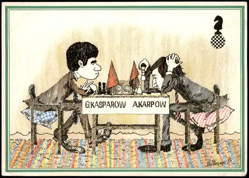 Kampf um die Schachkrone Illustration: Helmut Lichtenegger, Graz 1986