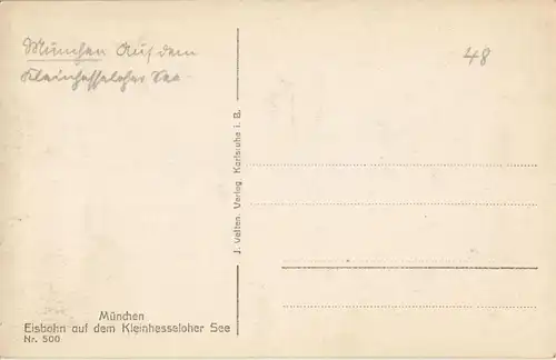 Ansichtskarte München Eisbahn auf dem Kleinhesseloher See 1930