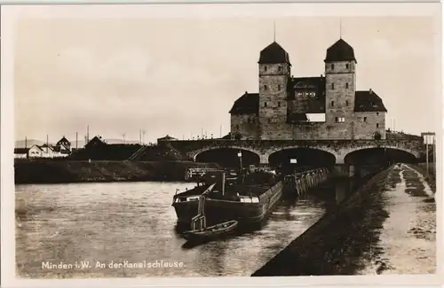 Ansichtskarte Minden Partie an der Kanalschleuse 1930