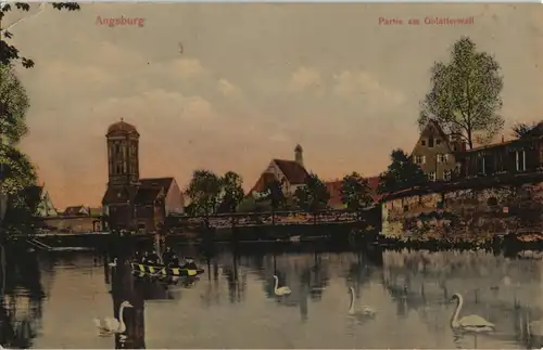 Ansichtskarte Augsburg Partie am Oblatterwall, Ruderpartie 1912