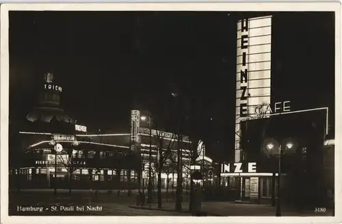 Ansichtskarte St. Pauli-Hamburg Bierhaus, Cafe, Heinze bei Nacht 1932
