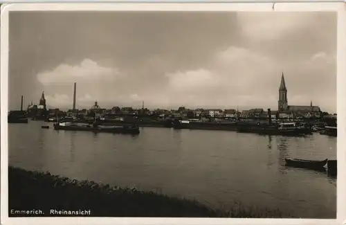 Ansichtskarte Emmerich (Rhein) Rheinansicht, Dampfer, Stadt, Fabrik 1937