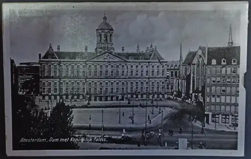 Postkaart Amsterdam Amsterdam Dam met Koninklijk Paleis. 1932 Leporello