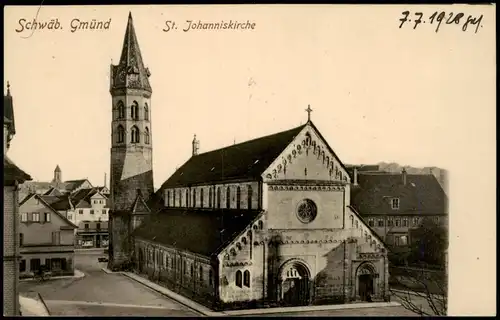 Ansichtskarte Schwäbisch Gmünd St. Johanniskirche, Straße 1928