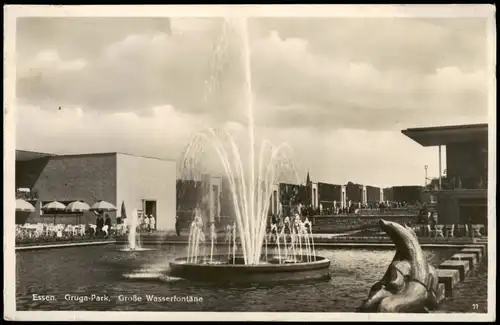 Ansichtskarte Essen (Ruhr) Gruga-Park. Große Wasserfontäne 1934