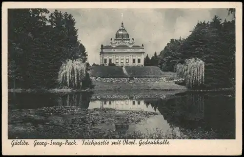 Görlitz Zgorzelec Georg-Snay-Pack. Teichpartie mit Oberl. Gedenkhalle 1928