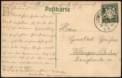 Ansichtskarte Ludwigshafen Rheinbrücke - Portal 1908