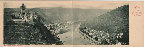 Ansichtskarte Cochem Kochem Panorama-Ansicht, 2-teilige Klappkarte 1910