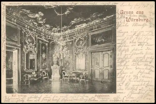 Ansichtskarte Würzburg Residenzschloß, Spielzimmer 1901