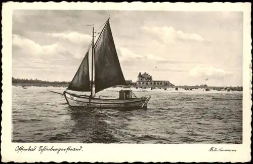 Ansichtskarte Schönberg Holstein)Strandschlößchen, Segelboot 1939 Feldpost Kiel