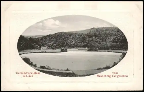 Daun Eifel Gemündener-Maar vom Mäuseberg aus gesehen 1911 Passepartout