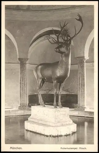 Ansichtskarte München Hubertustempel Hirsch 1920