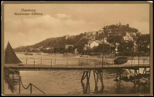 Ansichtskarte Blankenese-Hamburg Süllberg von der Elbe aus gesehen 1910