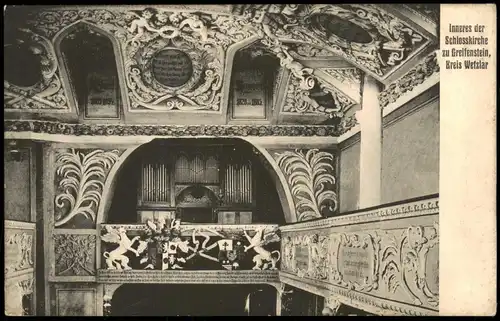 Ansichtskarte Greifenstein (Hessen) Inneres der Schlosskirche - Orgel 1912