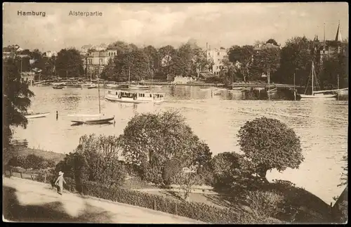 Ansichtskarte Hamburg Alsterpartie Fahrgastschiff 1922