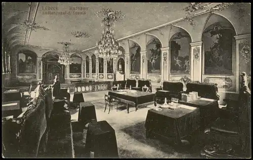 Ansichtskarte Lübeck Rathaus Audienzsaal d. Senats 1910