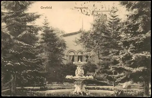 Ansichtskarte Krefeld Crefeld Tiergarten Park mit Springbrunnen 1907