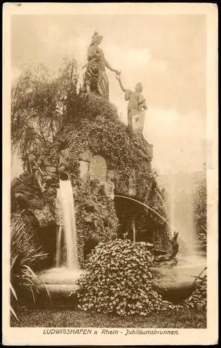 Ansichtskarte Ludwigshafen Jubiläumsbrunnen 1920