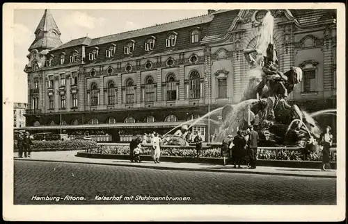 Ansichtskarte Altona-Hamburg Partie am Kaiserhof mit Stuhlmannbrunnen 1930