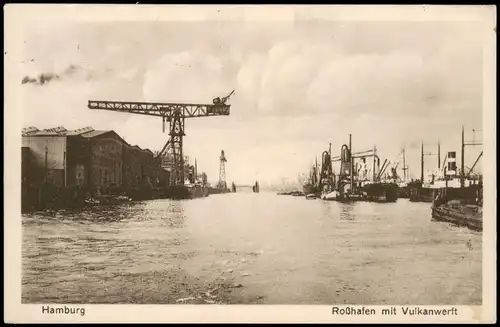 Ansichtskarte Hamburg Roßhafen mit Vulkanwerft 1927