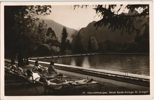 Ansichtskarte Oberammergau Neue Bade-Anlage St. Gregor Schwimmbad 1930