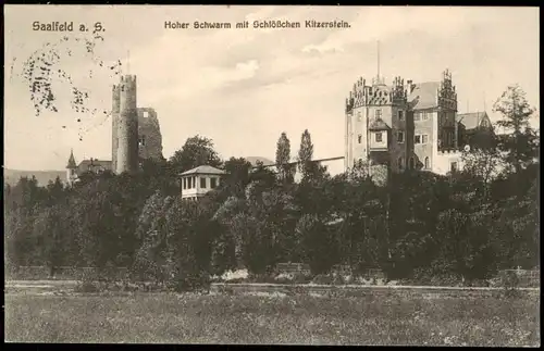 Saalfeld (Saale) Hoher Schwarm mit Schlößchen Kitzerstein. 1914
