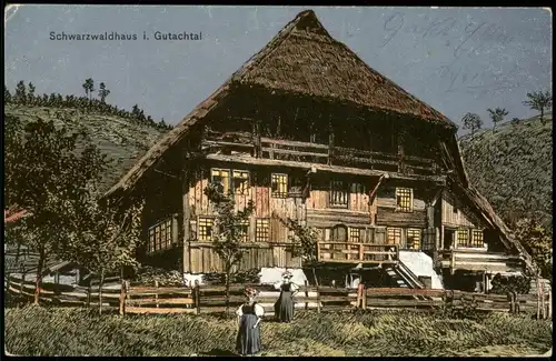 Gutach Schwarzwald Haus Moonlight Mondlicht 1915  gel. Leipzig Stötteritz