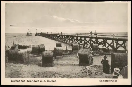 Ansichtskarte Niendorf-Timmendorfer Strand Dampferbrücke Strand Ostsee 1910