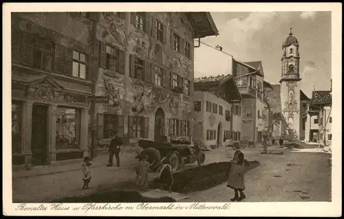 Ansichtskarte Mittenwald Bemaltes Haus Straße 1927