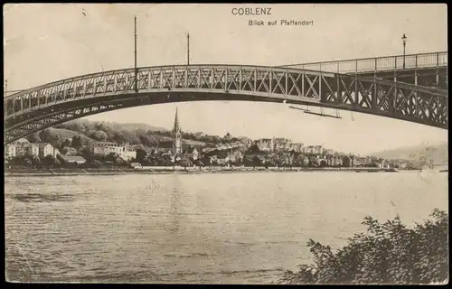 Ansichtskarte Koblenz Brücke, Durchblick 1914  gel. Feldpost Cobern-Gondorf